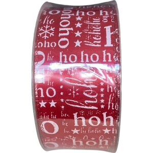 HO HO Red w/ White‎ Accents 2.5 inch x 50 Yards, Premium Wired Ribbon NEW!